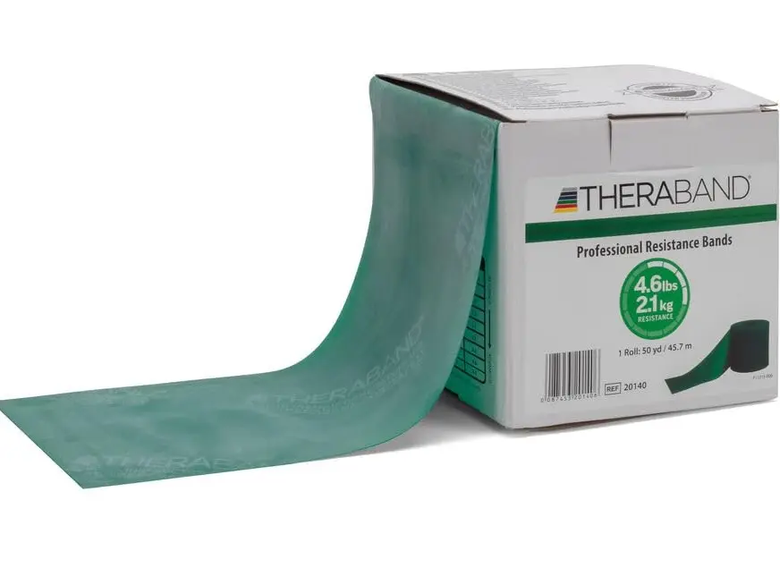 THERABAND Resistance Bands, 50 Yard Roll Professional Latex Elastic Band For Upper & Lower Body & Core Exercise, Physical Therapy, Pilates, At-Home Workout, & Rehab, Green, Heavy, Level 4