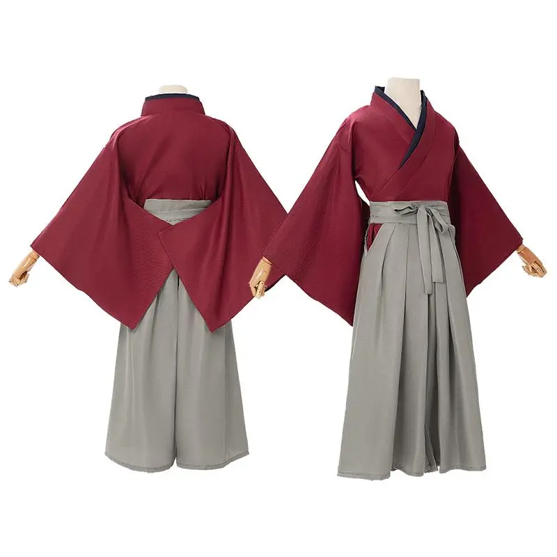 Rurouni Kenshin Himura Kenshin Anime Adult Unisex Polyester Samurai Uniform Costumes - Kendo Kimono Full Set with Long Pants, Socks & Accessories for Samurai Look Cosplay Outfits