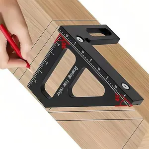3D Multi-Angle Measuring Tool, Woodworking Right Angle Ruler with Precision 45/90 Degree Lines, Durable Metal Structure in