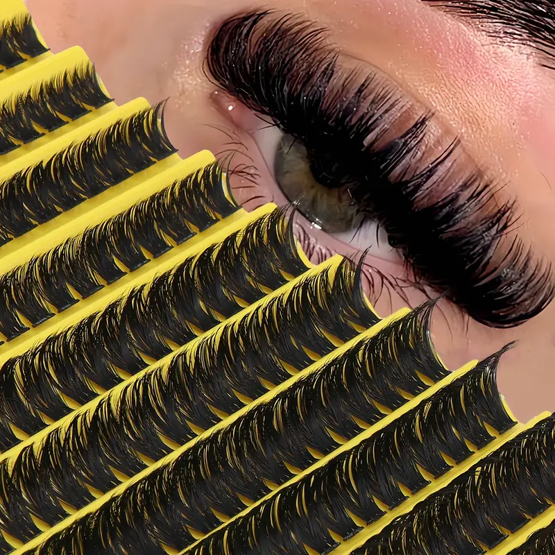 8-16mm Curl D DIY 200pcs Cluster Eye Lashes, 80D Extensions Fluffy Volumized Individual False Eyelashes, Lashes, Resuable