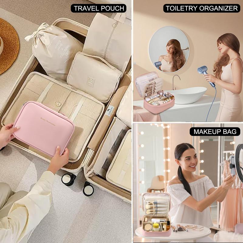 Small Travel Makeup Bag Travel Train Case and Light Mini Travel Make up for Women Train Case Cosmetic Organizer 3 Adjustable Brightness Toiletry Bag Portable Artist Storage Valentine's Day gift