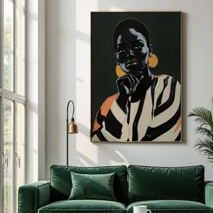 Large Decor African Wall Art Black Woman Print Green Tone Woman Art Print Afrocentric Woman Sofa Art Black Art Print Poster (UNFRAMED)