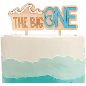 The big one wooden cake topper wave theme first1st birthday party decorationsurf boy party decorsmash cake photo props wave topper