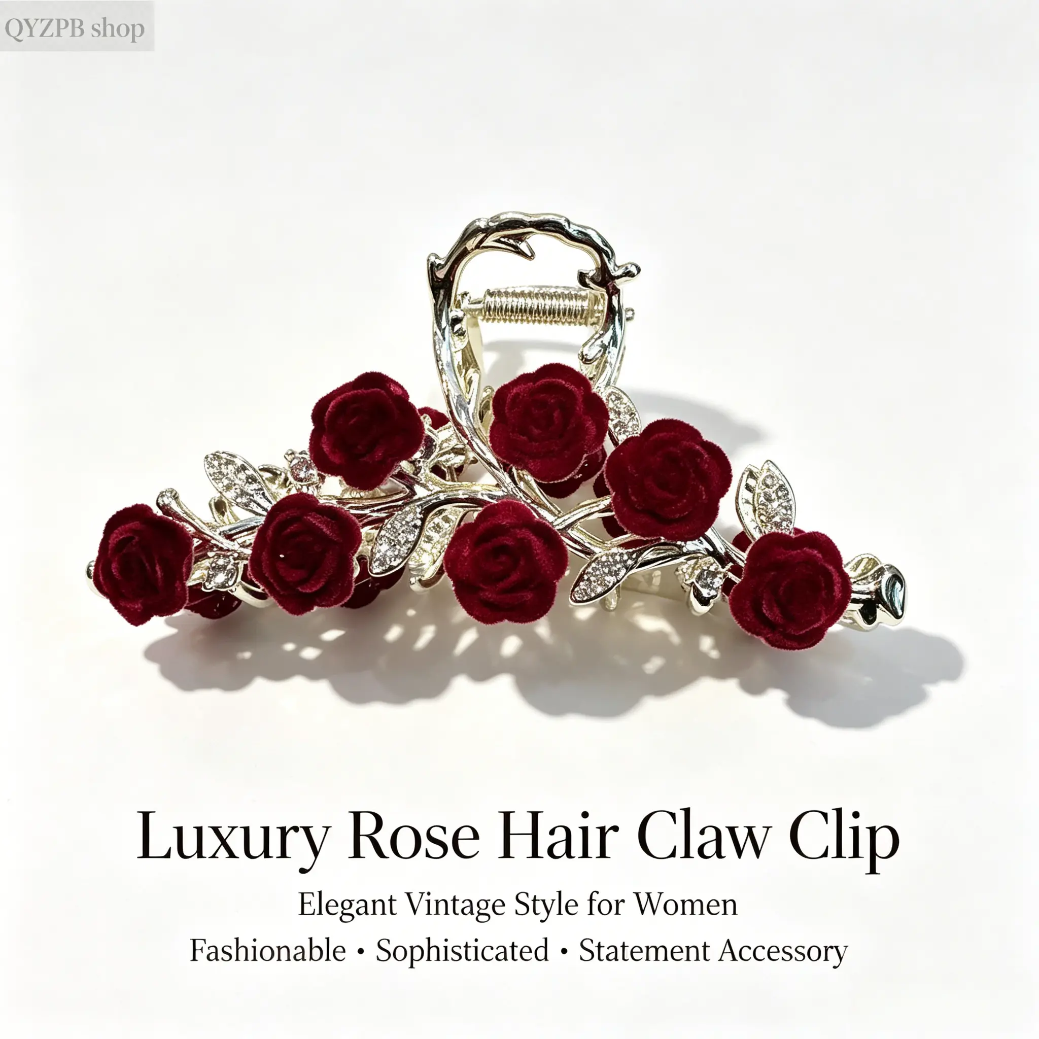 Elegant Red and Black Rose Hair Clip Black Rose Flower Hair Clip Artificial Red Rose Hairpin  main image 2