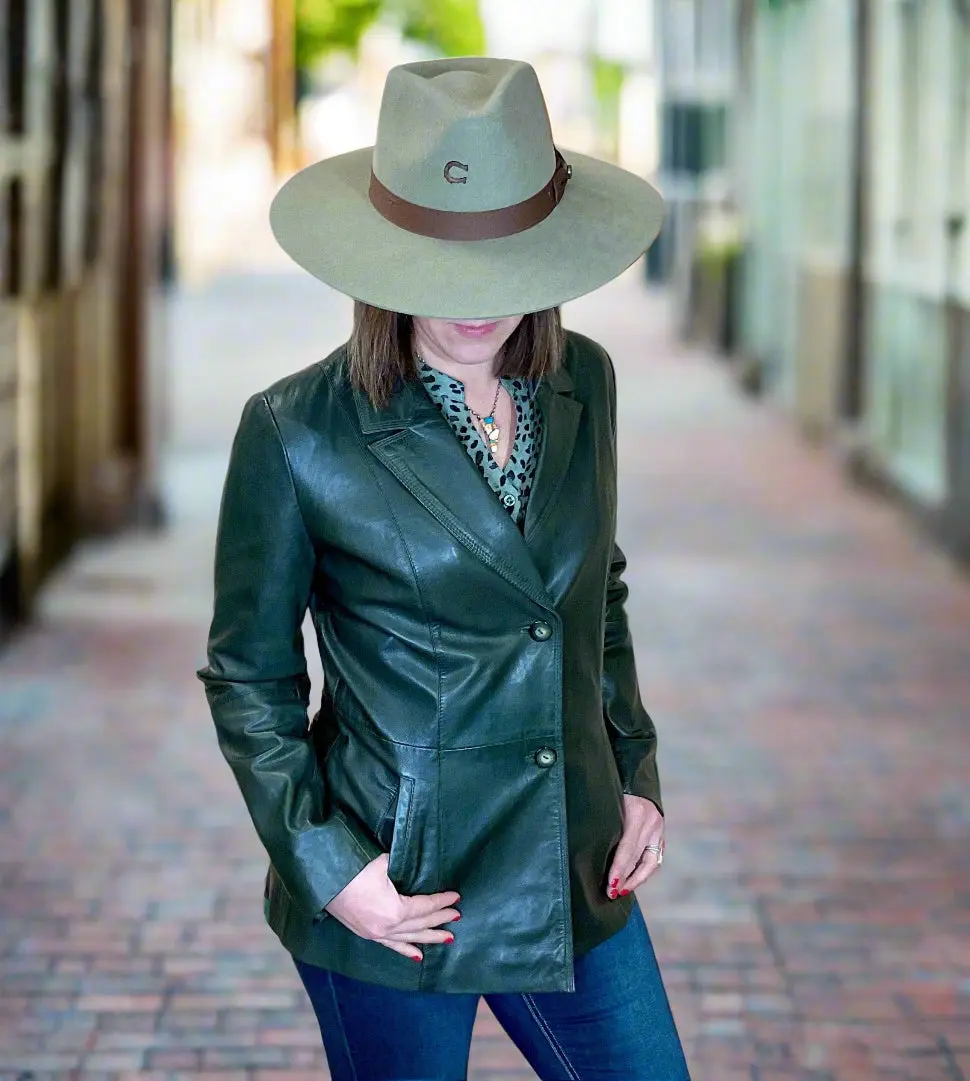 Scully Women's Tailored Hunter Green Lamb Leather Blazer Jacket L646 44