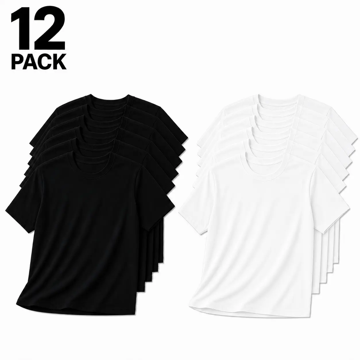 Women's Cotton T-Shirts 12-Pack, Basic Round Neck Short Sleeve Tops for Casual Everyday Wear and Easy Layering, Shortsleeve, Casual Comfy Top, Basic Tops Womenswear Crewneck