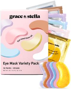 Under Eye Masks – 18 Pairs, Hydrating Eye Patches for Dark Circles, Puffy Eyes & Wrinkles | Brightening Cooling Eye Mask Treatment for Tired Eyes, Self Care Skincare Gift Set, Under Eye Patch Routine for Smooth Radiant Skin by grace & stella