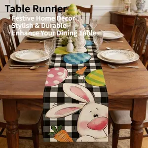 New Easter Table Runner, Seasonal Holiday Dining Table Decoration for Home Kitchen Dining Room, Washable Fabric Table Cover for Spring Party Family Gathering Dinner Table Decor