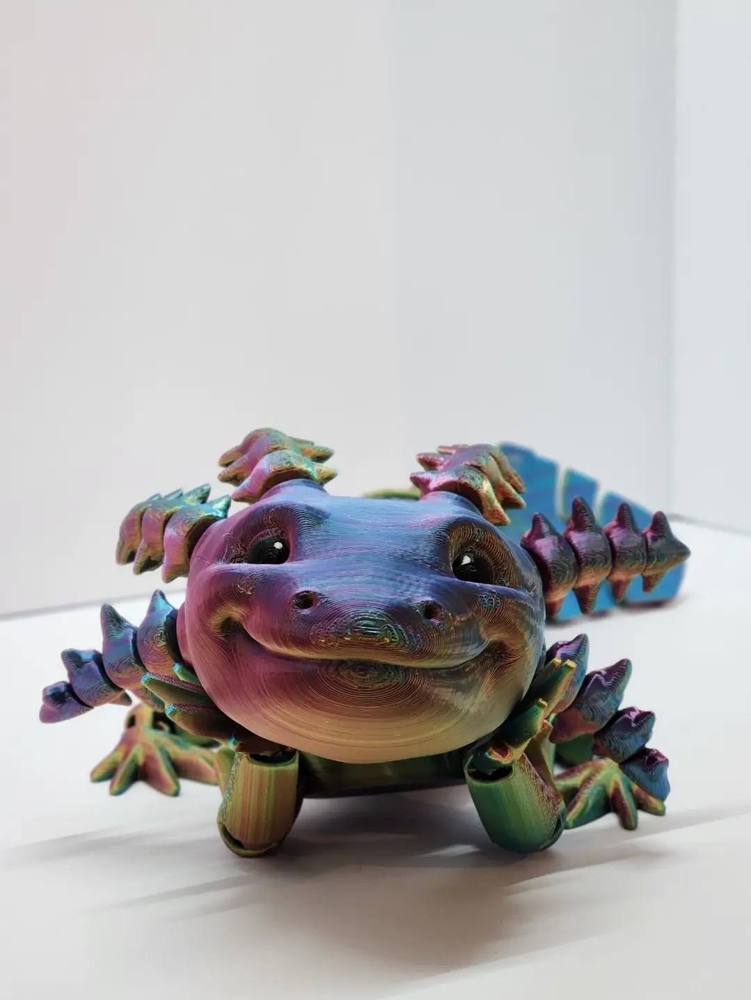 16" Large Axolotl with Flexi Gills- 3D Printed, Collectible Figurines, Desk Fidget, Decorative Figurine, and Plastic Pet