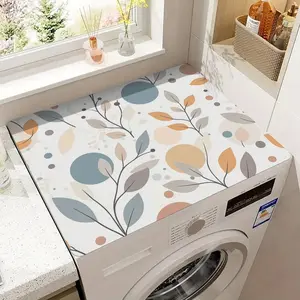 Leaf Pattern Washer & Dryer Mat, Non Slip Quick Drying Washer Dryer Cover, Kitchen Linen Sets for Home Kitchen Laundry Room