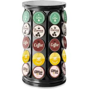K Cup Holder, Coffee Pod Storage Carousel Holder Organizer Compatible with 40 Keurig K-Cup Pods, Home or Office Kitchen Counter Organizer(Black)