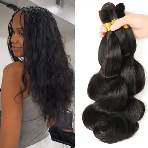 GK Body Wave Braiding Hair for Boho Braids Bohemian 18 Inch Natural Black Body Wave Curly Bulk for Braiding No Weft 100g