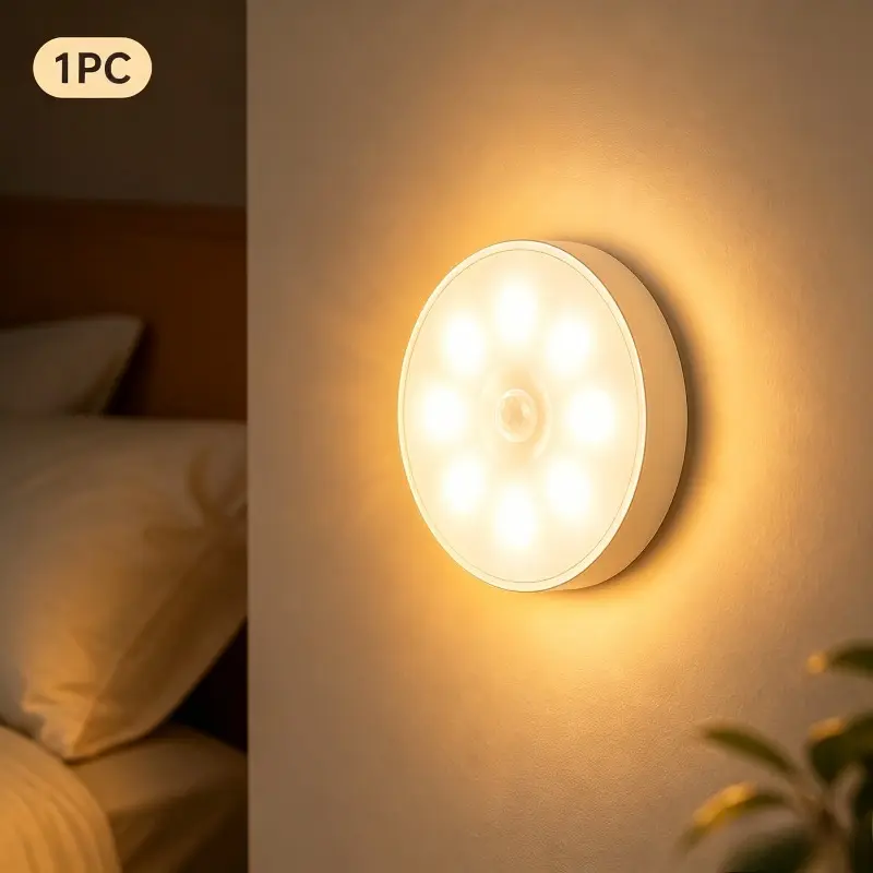 Magnetic Rechargeable LED Puck Light, Motion Sensor Closet Cabinet Lighting with USB Charging, Wireless Under Counter Night Light for Kitchen, Ideal Gift, Led Lighting, Pp Plastic, Usb Recharge