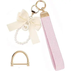 BY-029 Wristlet Keychain for Women Wrist Lanyard for Keys Wristlet Strap Keychain Wristlet with D-ring and Cute Bow Keychain