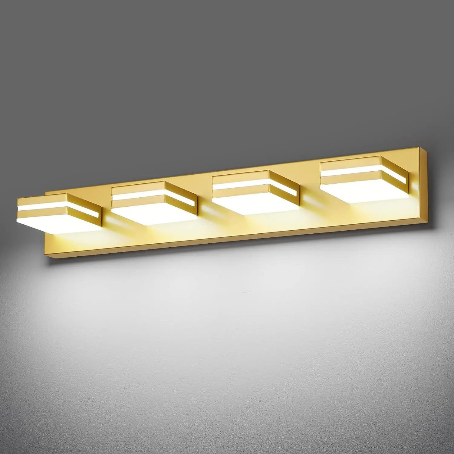 Modern LED Gold Acrylic Bathroom Light Fixture 4-Light