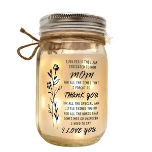 Gifts for Mom from Daughter and Son, Birthday Mothers Day Gifts for Mother Grandma, Mason Jar Night Lights, Best Mom Gifts.
