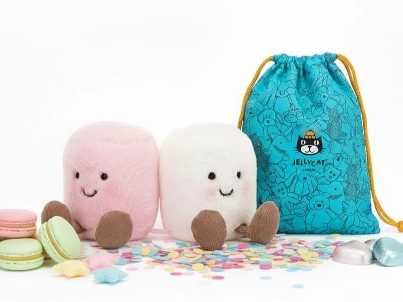 Jellycat Amuseable Marshmallows Plush Toy Set, Ultra Soft Pink & White Stuffed Marshmallow Pair, Cute Kawaii Plushie Room Decor, Perfect Birthday & Holiday Gift for Kids Friends