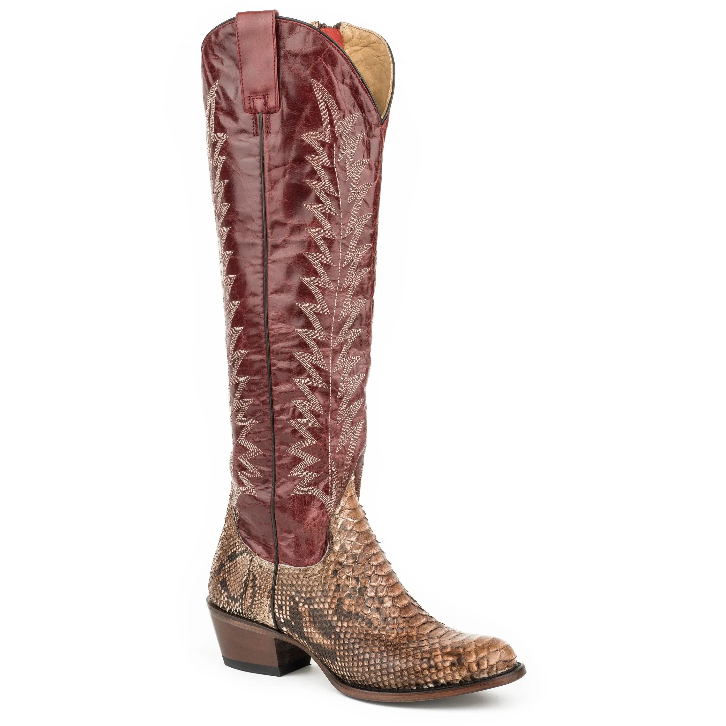 Women's Stetson Cream Python Western Round Toe Boot