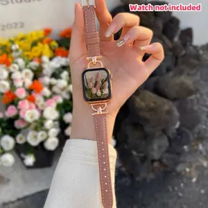 Elegant Leather Wearable Watch Band Compatible with Iwatch Ultra1/2/3 Series, Soft Fine Strap for Women, Fits 38mm-49mm, Comfortable Casual Style