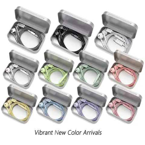 [Color Update]Colnel Aesthetic Polka Dot Type-C Wired In-Ear Stereo Earbuds with Phone Plug, Multi-Use Metal Tin Case, Portable Mini Organizer for School, Travel