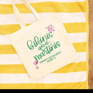 Custom “Bikinis and Martinis” Bachelorette Tote Bag