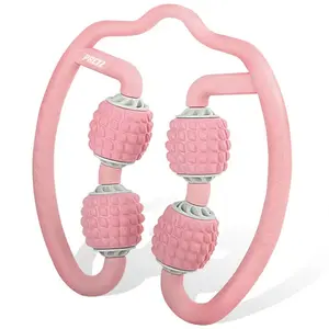Massage Exercise Foam Roller, 4 Point Handheld Muscle Massager, Paint and Muscle Soreness Relief, Pink