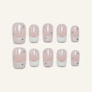 Moonovate - CLASSY TIPS 10pcs Handmade Press On Nails Square Nails REUSABLE 3D Gel Fake Nails Acrylic Press On Nails