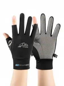 1 Pair Two-Finger Touchscreen Sports Gloves, Ice Silk Breathable Fabric for Cycling, Hiking, Driving, Fishing, All Season Thin Anti-Slip UV Protection Hand Glove