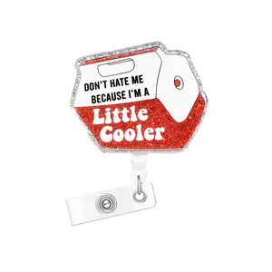 Acrylic Bling Retractable Badge Reel, 1/3 Counts Belt Clip Retractable Name Badge Holder for Nurse Doctor Student Worker Volunteer, Retractable Badge Holders