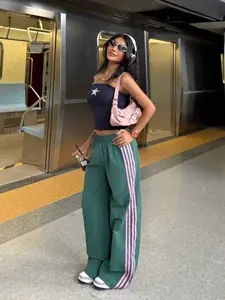 Women's Summer Striped Loose Fit Casual Style Fashion Comfortable Straight Leg Pants, Vacation Daily Wear, Wide Leg