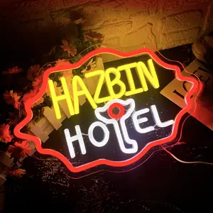 Hazbin Hotel Neon Signs for Wall Sign Led Hotel Signs Hazbin Anime Hotel Neon Signs for Game Art Room Coffee Bedroom,Birthday Christmas Gift,Led Neon Lights, Neon Lamps