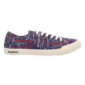 SeaVees Womens Monterey X Trina Turk Graphic Lace Up Sneakers Shoes Casual - Blue