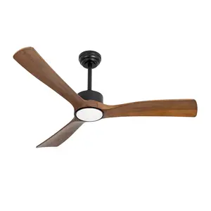 Wood Ceiling Fan with Lights,52Inch Ceiling Fans with Remote Control,Dimmable Light,3 CCT,6 Speeds,Noiseless DC Motor,2 downrod,Ceiling Fan for Bedroom,Living Room,Indoor
