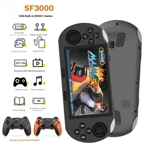 New Sf3000 Portable Handheld Game Console, 64GB Memory, HD Display Screen, Dual Joystick Control, USB Charging, 3000mah Battery, Stand Included, Gaming Console