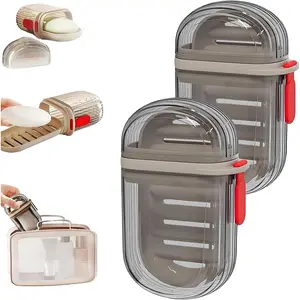 2PCS Travel Soap Case Leakproof Portable Soap Container for Gym Camping Travel Dry Soap Holder No Mess Keeps Bag Clean