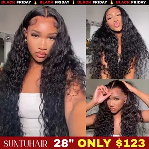 [26inch=$114] Affordable Water Wave 13x4 13x6 HD Transparent Lace Front Wig Pre Plucked Hairline Pre Bleached Tiny Knots Beginner Friendly Human Hair Wigs Suntuhair