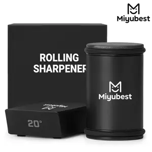 Rolling Knife Sharpener, 1 Box Manual Knife Sharpening Kit with Storage Box, Stainless Steel Burr Removal, Long-lasting Roller Knife Sharpener