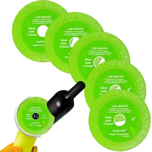 5 Glass Cutting Disc for Angle Grinder, 4" Ceramic Tile Cutter Blade, Ultra-Thin Diamond Glass Cutters Tools for Grinding Ceramic,Crystal,Wine Bottle,Tile,Jade.