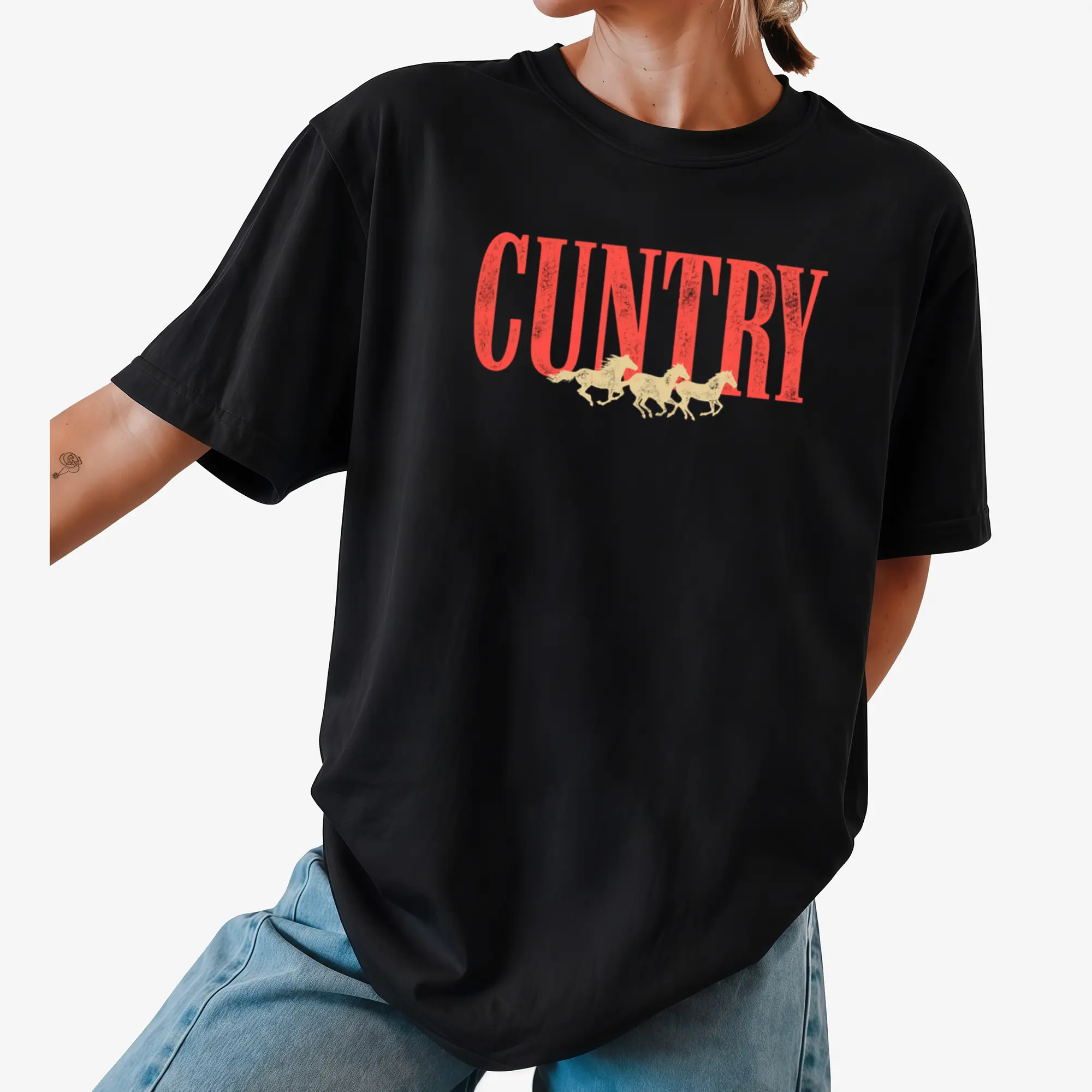 Vintage Cuntry Shirt, Retro Funny Country T-shirt, Cowgirl Rodeo Graphic Tee, Country Concert Clothing Tshirt Cotton