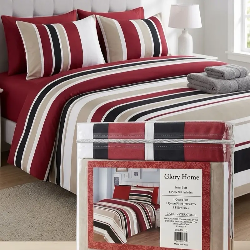 6-Pcs Bed Sheet Queen Size,(60’’x80’’) 4 Pillowcases