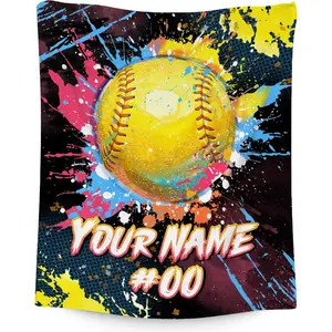 Custom Softball Fleece Throw Blanket - Personalized Gift for Players & Fans, Cozy Plush Sofa Couch Blanket for Women & Girls