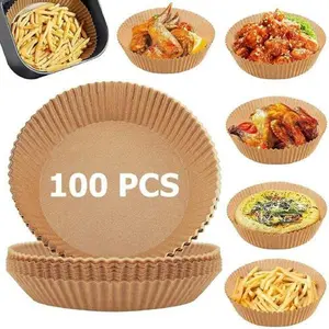 Food Grade Air Fryer Liners 100 pcs Disposable Paper Liner for Baking Roasting Microwave Easy To Clean Round Cookware Utensils