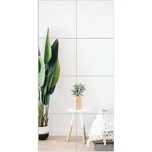 Full Length Acrylic Mirror Tiles 8 Pcs 12"x12", Toddler Mirror Unbreakable Non Glass Safety Frameless Preschool Mirrors for Classroom - Home Gym 12x12 Mirrors Squares for Closet Door Bedroom