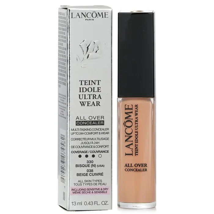 Lancome Teint Idole Ultra Wear All Over Concealer - #038 Beige Cuivre, Lightweight, Smooth, Flawless Coverage for Sensitive Skin
