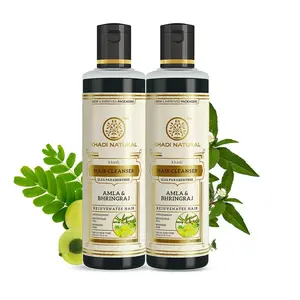 Khadi Natural Amla & Bhringraj Hair Shampoo | Anti-Dandruff Shampoo | Ayurvedic Shampooo for Hair Growth | Suitable for All Hair Types | Pack of 2
