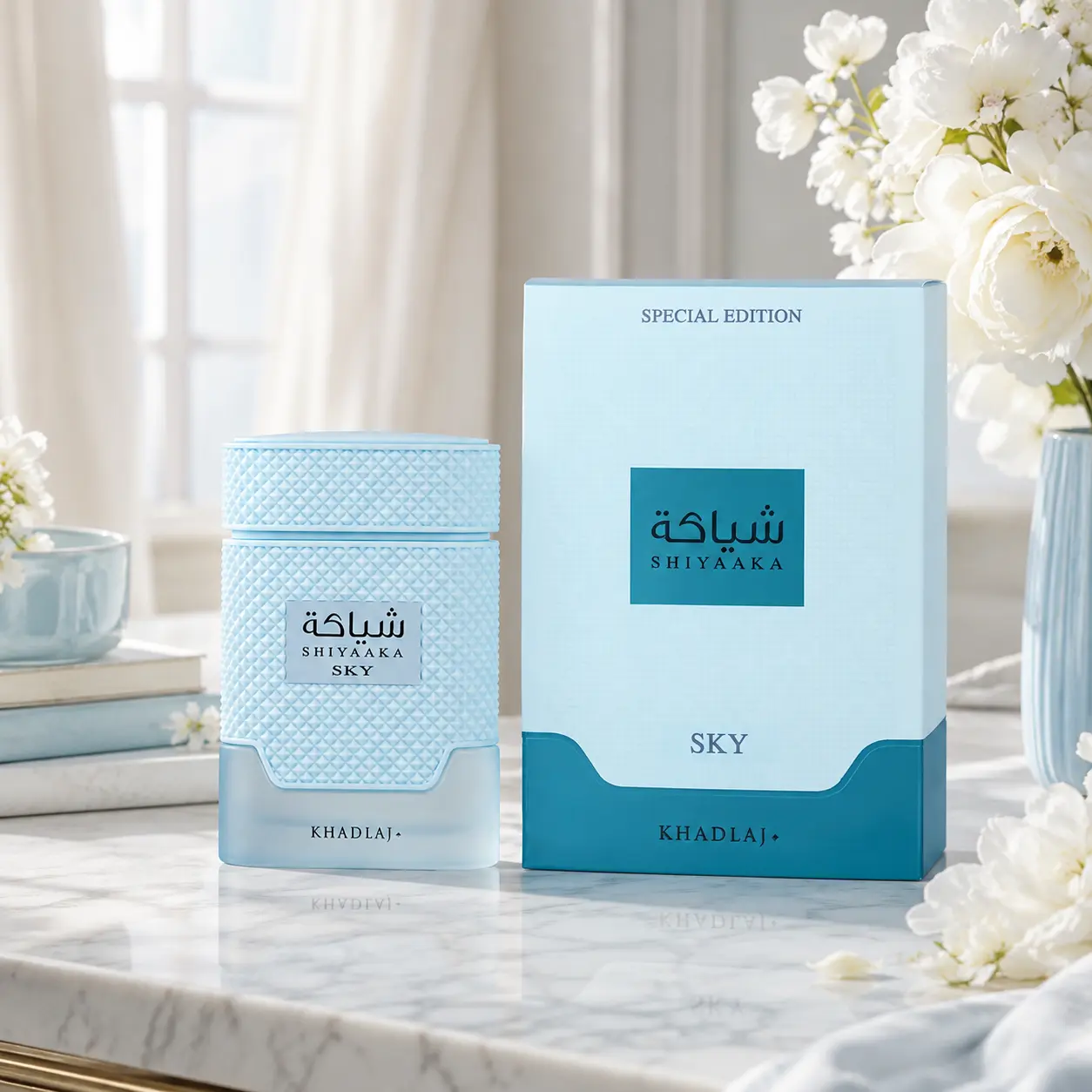 Khadlaj Shiyaaka Sky Unisex Eau de Parfum Spray, Fresh Citrus Woody Scent with Bergamot and Sandalwood, 3.4 fl oz / 100 mL