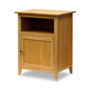 Winsome 212 MAIN Natural Beechwood Modern End Table - Shaker Style Narrow Hardwood Piece with Wood-Framed Single Storage Cabinet, Easy Assembly, Hardwood End Tables