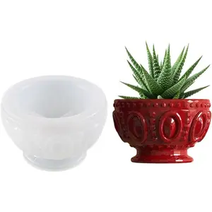 Silicone Concrete Flower Pots Molds, Silicone Planter Cement Clay Molds Resin Round Bowl Moulds Candle Soap Making Moulds