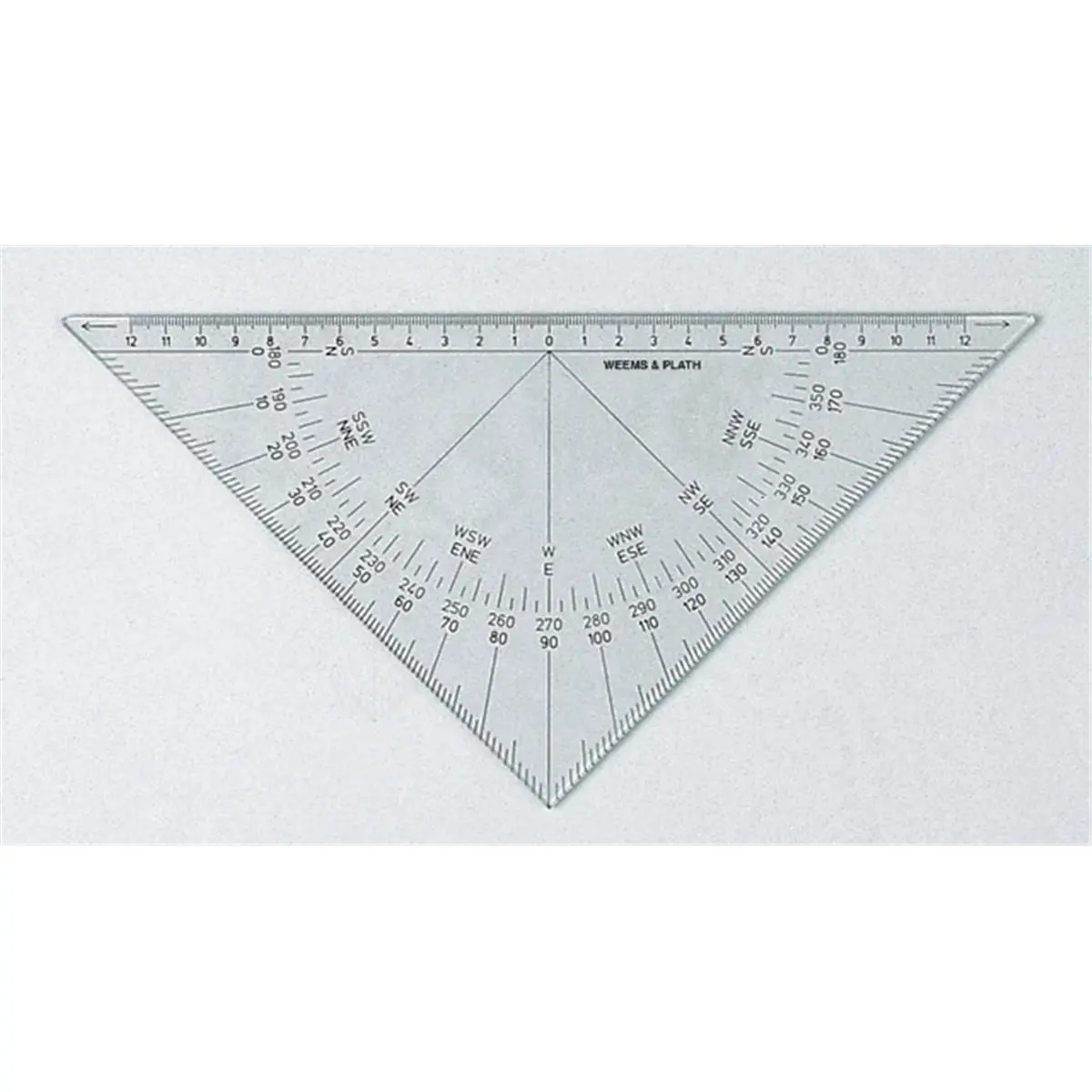 Weems & Plath Protractor Triangle Ruler, All-Black Scale with Black Markings, Office Measuring Instrument for Chart Work, Easy Plotting Supply