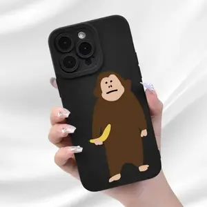 Cartoon Monkey Pattern Phone Case - Shockproof Protective Cover for iPhone 17,11, 12, 13, 14, 15 Pro, 15 Plus - Personalized Banana Design